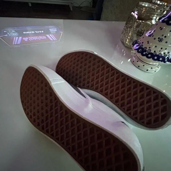 Vans Silver Slip-On Shoes EUC White with Iridescent Shiny Top and Fabulous Fit - Picture 6 of 13